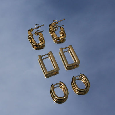 Glamorous Square Huggie Earrings 14K Gold Plated