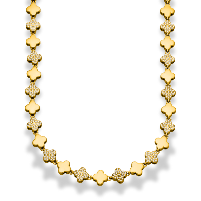 Golden Pave Leaf Kette 14K Vergoldet