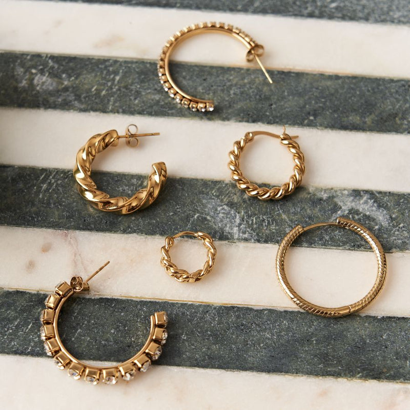 Glamorous Pave Hoop Earrings 14K Gold Plated