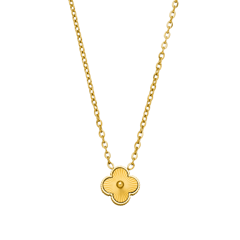 Golden Lucky Leaf Clover Necklace 14K Gold Plated