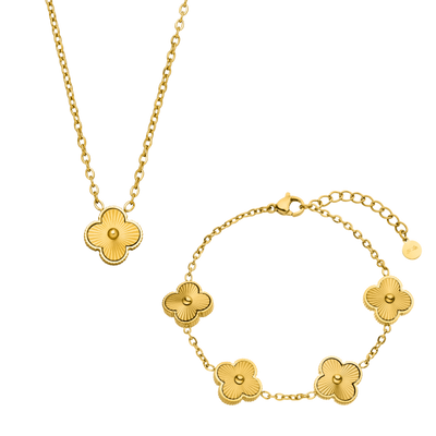 Golden Lucky Leaf Set 14K Vergoldet