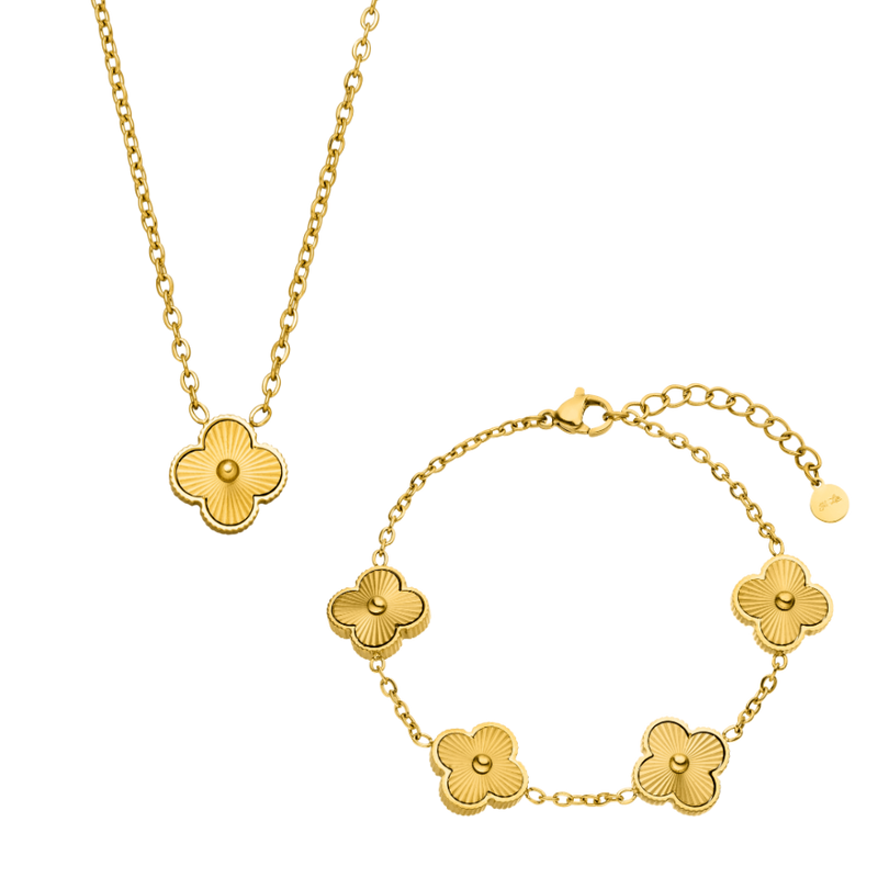 Golden Lucky Leaf Set 14K Vergoldet