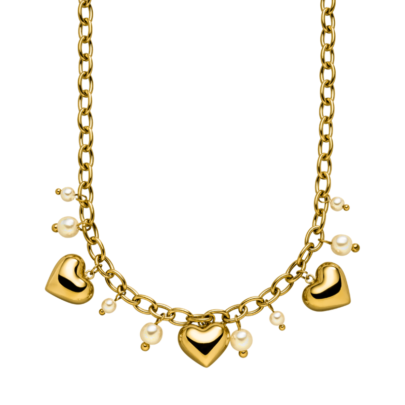 Golden Heart Charm Necklace 14K Gold Plated