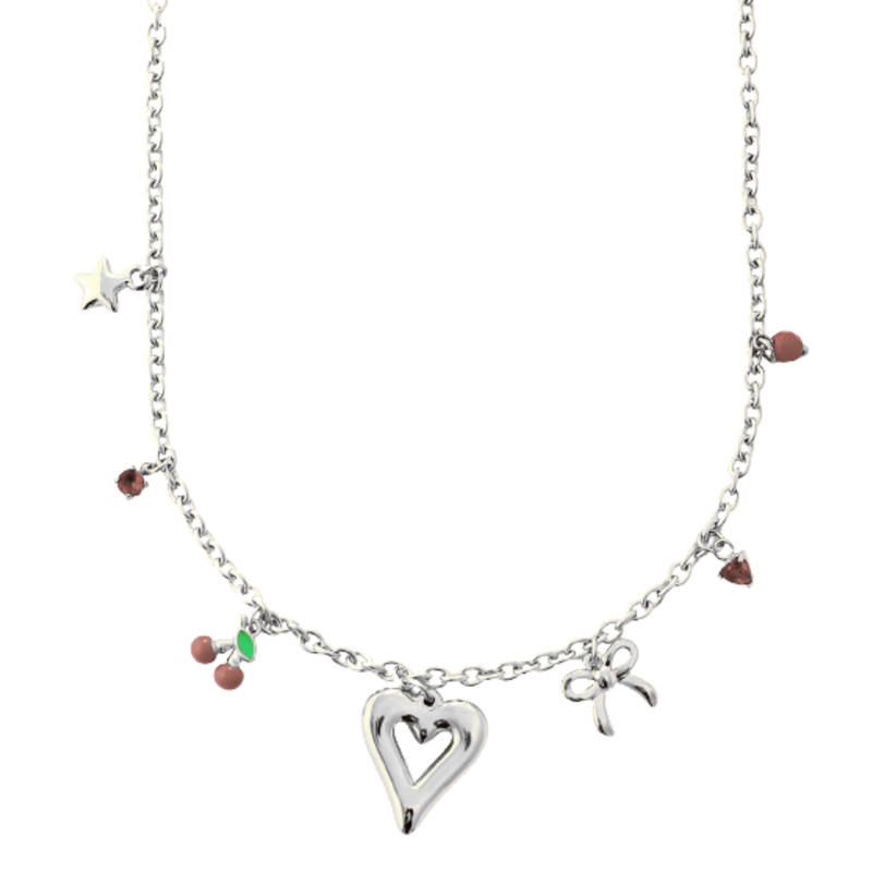 Golden Heart &amp; Ribbon Necklace 14K Gold Plated