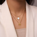 Golden Lucky Leaf Clover Necklace 14K Gold Plated