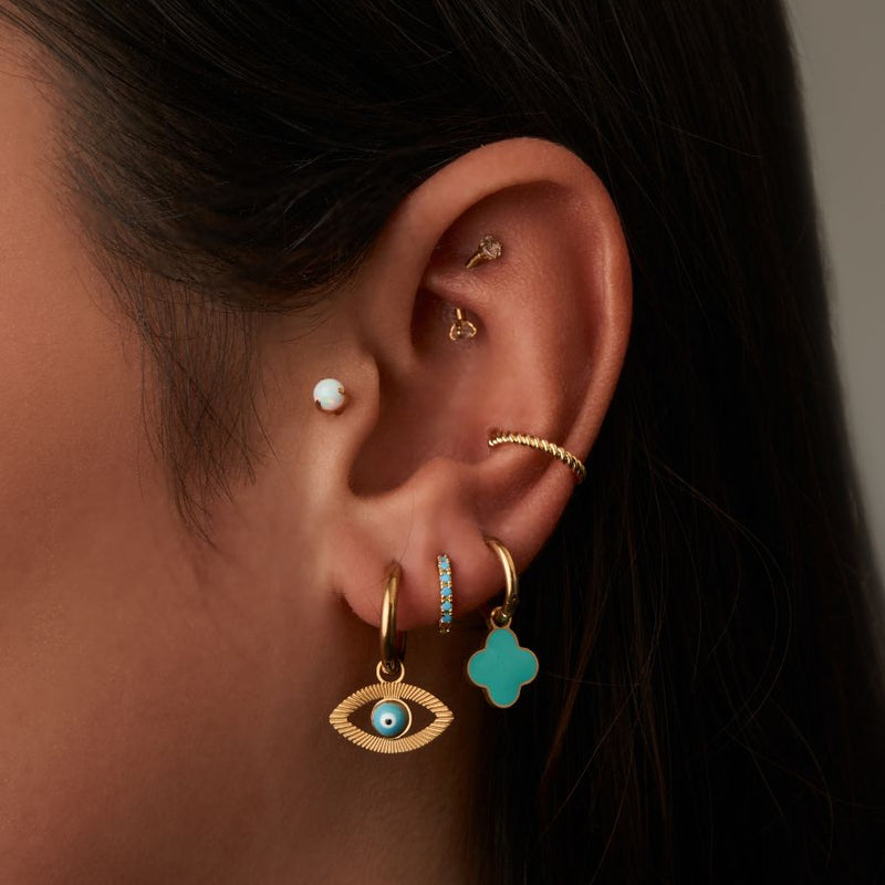 Turquoise Lucky Leaf Earrings 14K Gold Plated