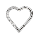 Heart Shape Crystal Clicker Piercing 18K Vergoldet