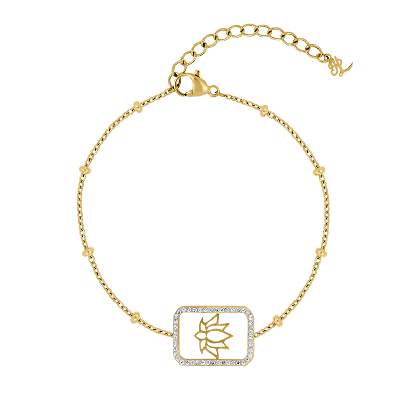 Heavenly Lotus Pave Bracelet 18K Gold Plated