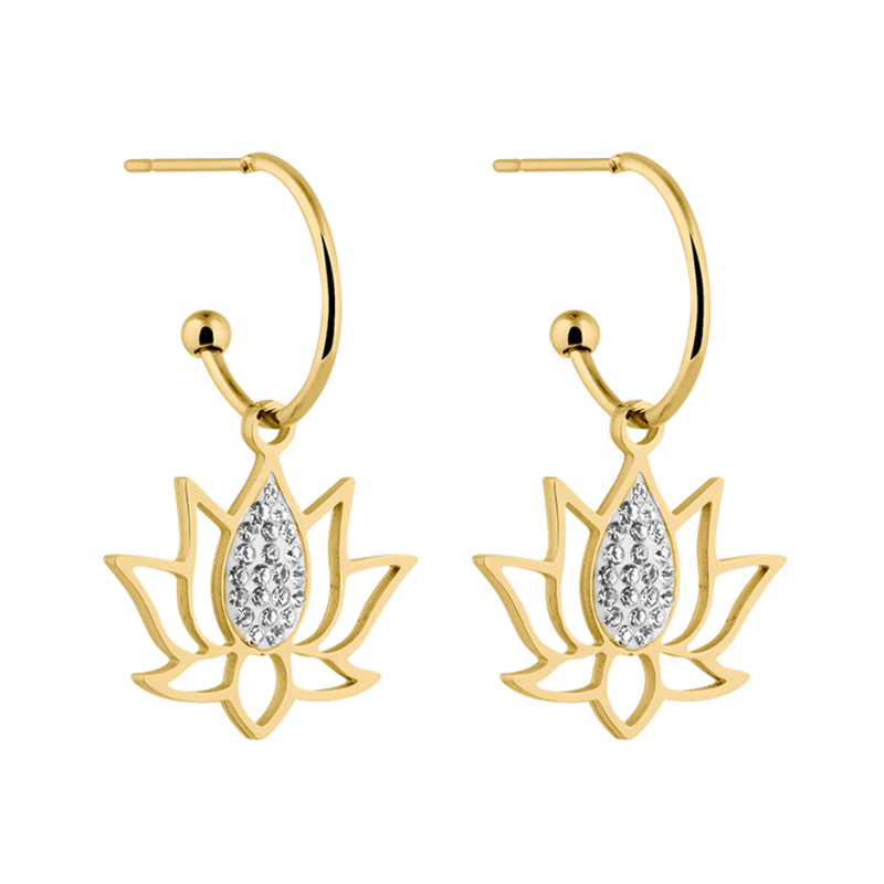 Heavenly Lotus Simple Earrings 18K Gold Plated