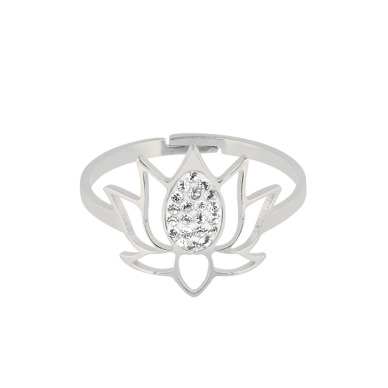 Bague simple lotus céleste plaquée or 18 carats