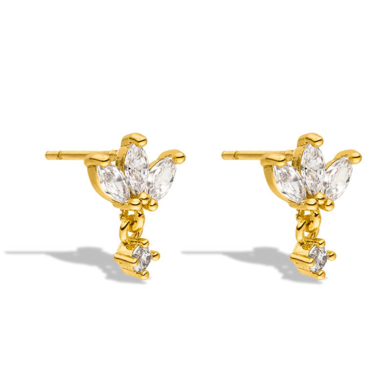 Hi-Life Lotus Stud Earrings 14K Gold Plated