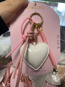 White Leather Heart Bag Chain