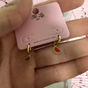 Boucles d'oreilles créoles pastèque pour enfants, plaquées or 14 carats