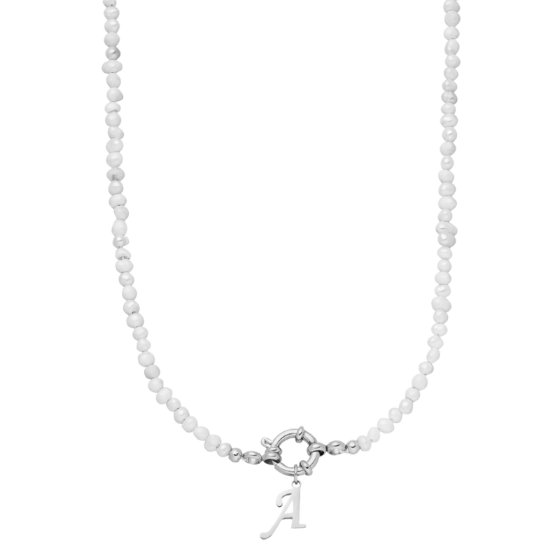 Collier de perles initiales plaqué or 14 carats