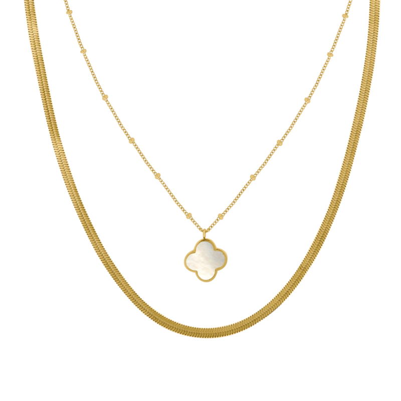 Lucky Leaf Sleek Chain Set 14K Gold Plated