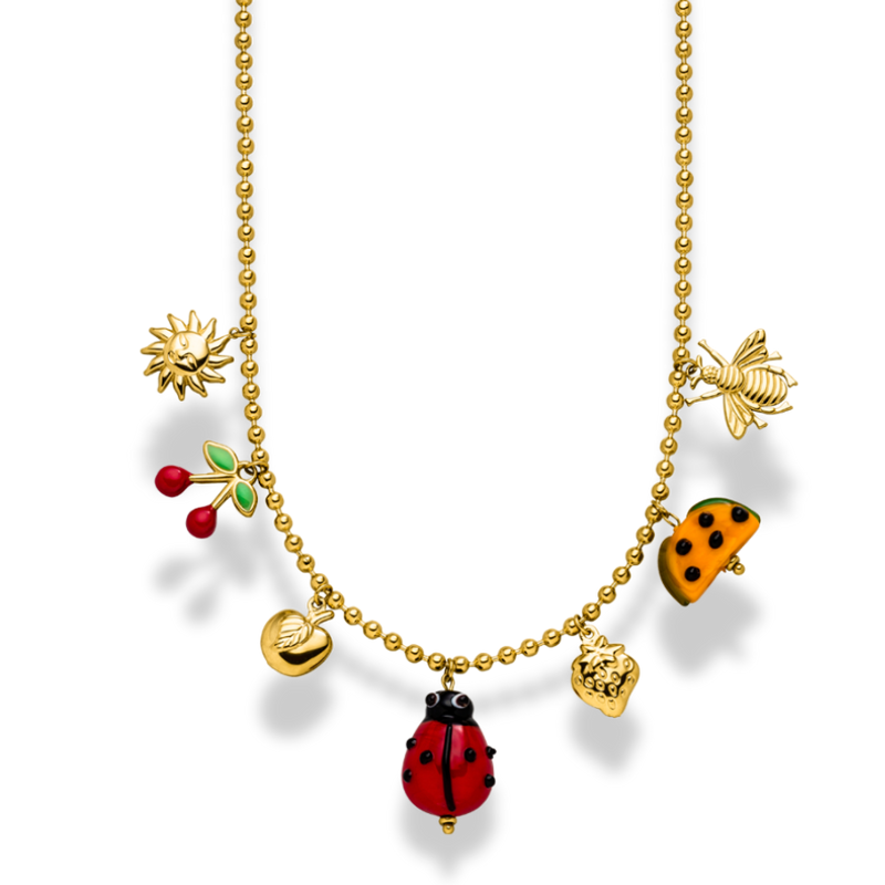 Ladybug &amp; Friends Charm Necklace 14K Gold Plated