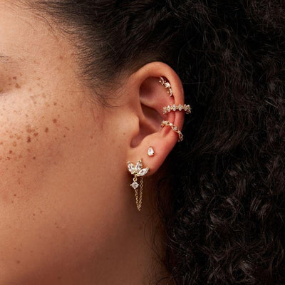 Victoria Crystal Ear Piercing Gold