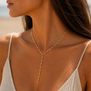 Long Golden Flatlink Y-Kette 14K Vergoldet