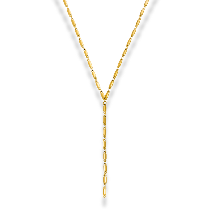 Long Golden Flatlink Y-Kette 14K Vergoldet