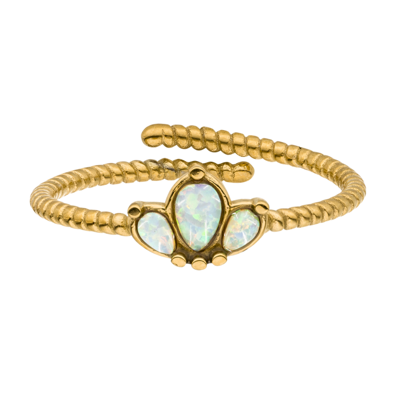 Lotus Opal Ring 14K Vergoldet