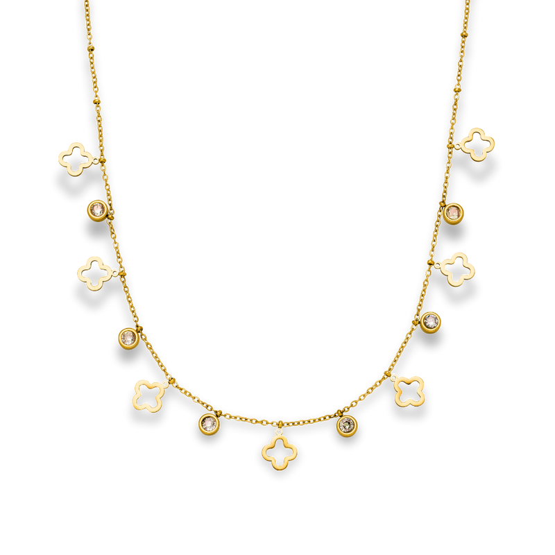 Lucky Aura Stone Necklace 18K Gold Plated