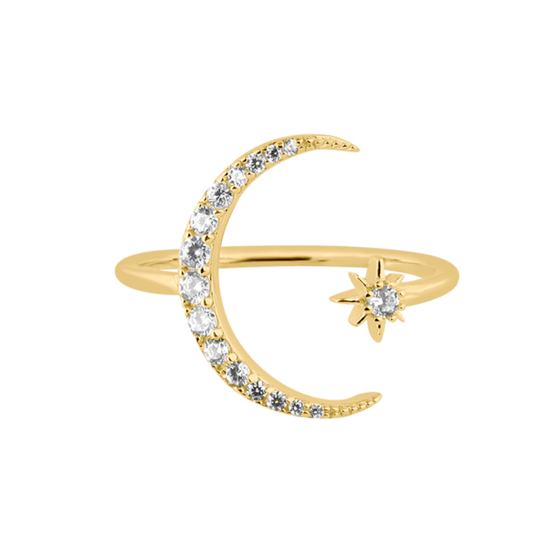 Majestic Moon Ring 14K Gold Plated
