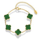 Malachite Lucky Leaf Abbaddon Bracelet 14K Gold Plated