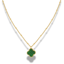 Malachite Lucky Leaf Necklace 14K Gold Plated