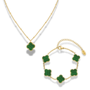 Malachite Lucky Leaf Set 14K Vergoldet