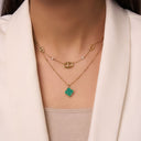 Malachite Lucky Leaf Necklace 14K Gold Plated