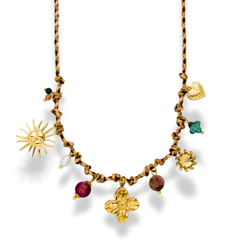 Manifest Flower Charm Necklace 14K Gold Plated