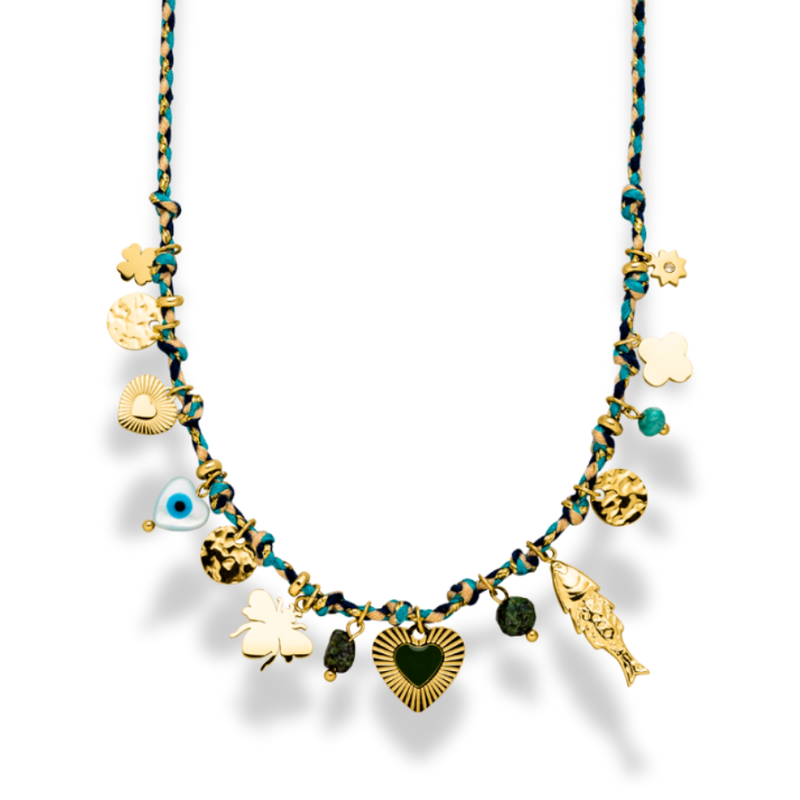 Manifest Heart Charm Necklace 14K Gold Plated