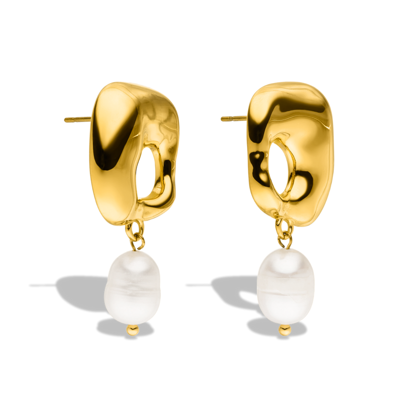 Meltdown Pearl Earrings 14K Gold Plated