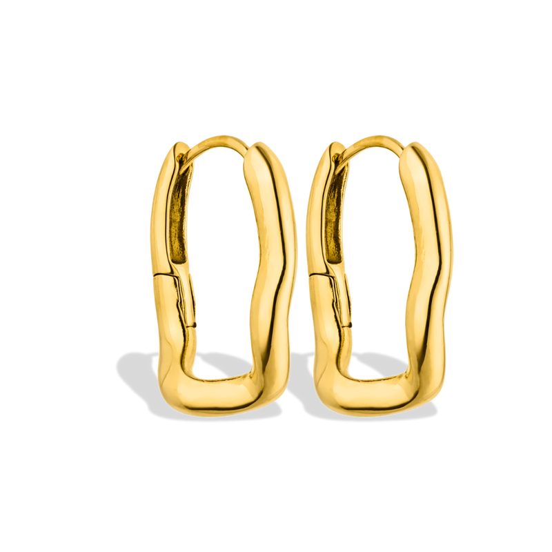 Meltdown Square Huggie Earrings 14K Gold Plated