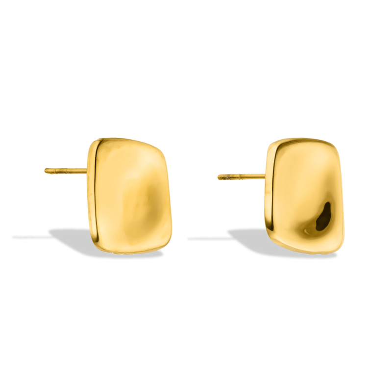 Meltdown Square Stud Earrings 14K Gold Plated