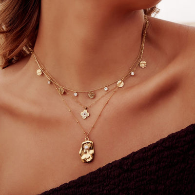 Meltdown Coin Necklace 14K Gold Plated