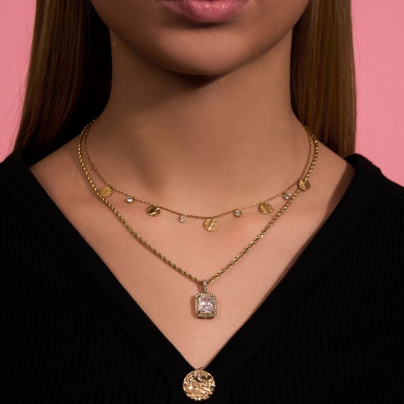 Meltdown Coin Necklace 14K Gold Plated