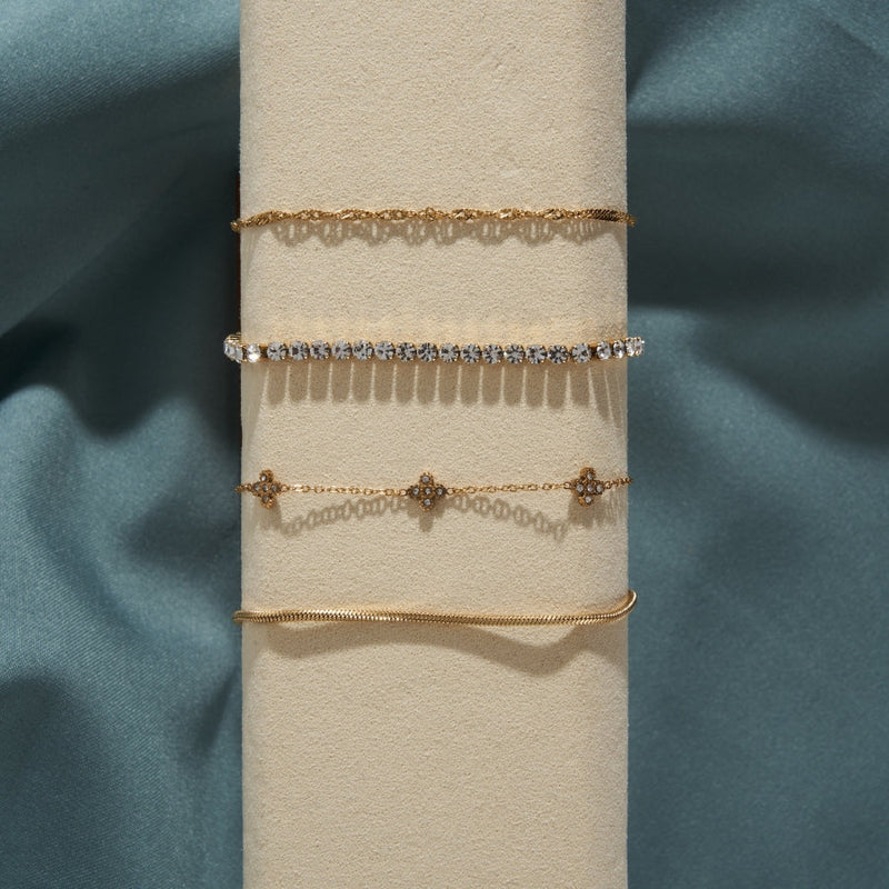 Pave Flower Armband 14K Vergoldet