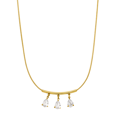 Mini collier élégant en forme de larme plaqué or 14 carats