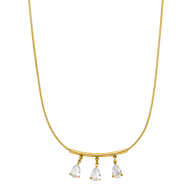 Mini collier élégant en forme de larme plaqué or 14 carats