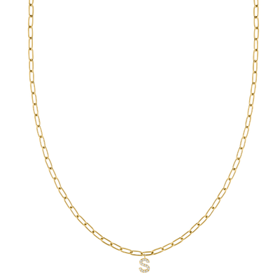 Mini Teresa Shiny Letter Necklace Gold