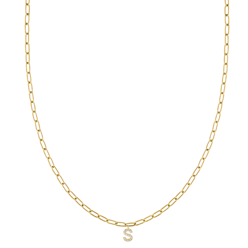 Mini Teresa Shiny Letter Necklace Gold