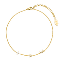 Bracelet de cheville Lune et étoile plaqué or 14 carats