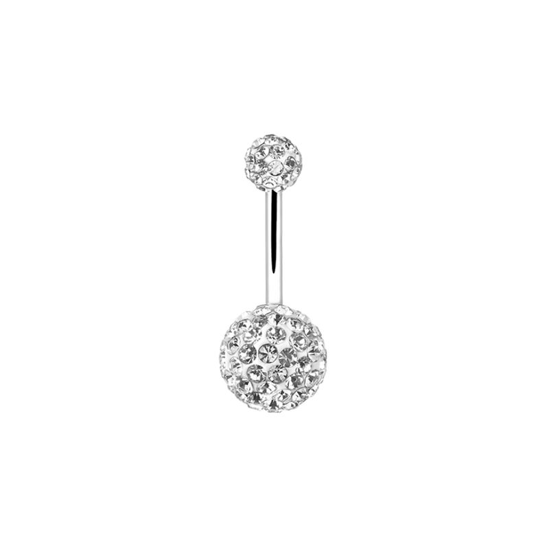 Multi Crystal Belly Button Ring Silver