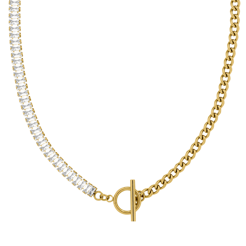 Nereya Baguette T-Bar Necklace 14K Gold Plated