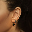 Boucles d'oreilles Noir Lucky Leaf plaquées or 14 carats