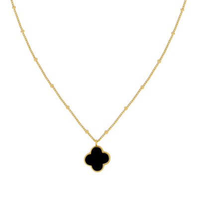 Noir Lucky Leaf Necklace 14K Gold Plated