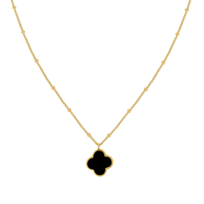 Noir Lucky Leaf Necklace 14K Gold Plated