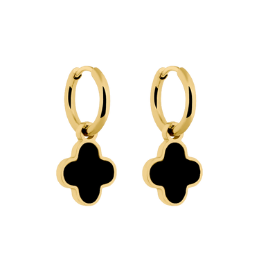 Noir Lucky Leaf Earrings 14K Gold Plated