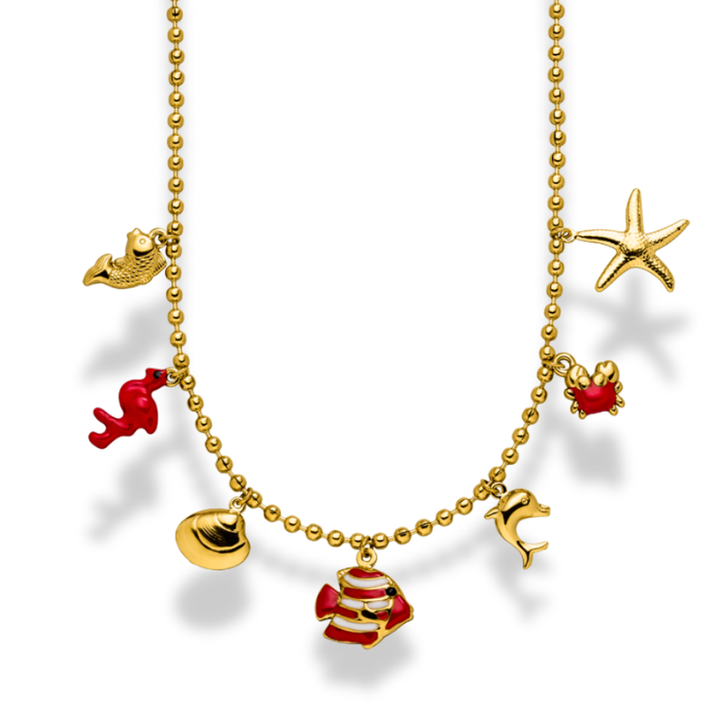 Ocean &amp; Friends Charm Necklace 14K Gold Plated